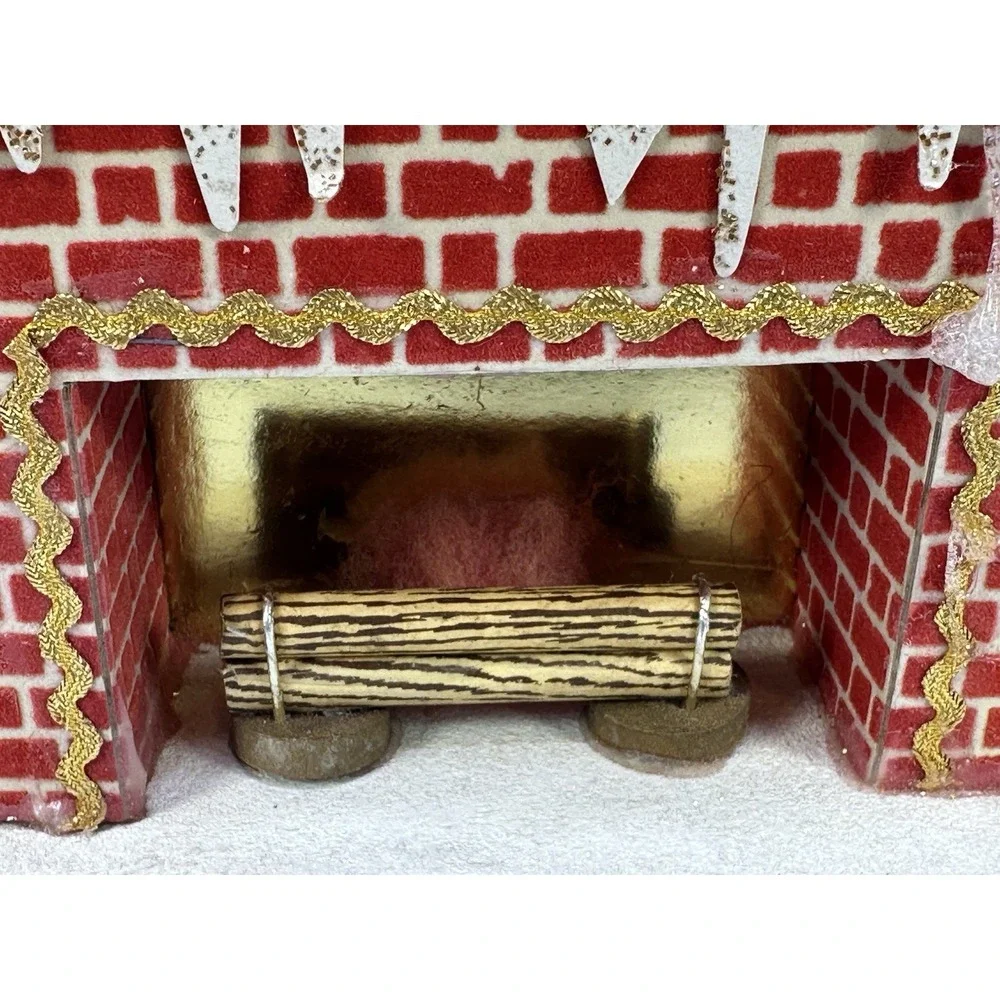 Vintage Christmas Tree Santa Claus & Fireplace Decoration Made In Japan
